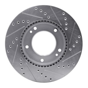 Kia SORENTO Brake Rotor (1) - Front Left - R1 Concepts - Drilled & Slotted - Silver - `07-`09